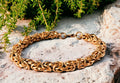 Silver or Bronze chain byzantine bracelet, Together kit for 2