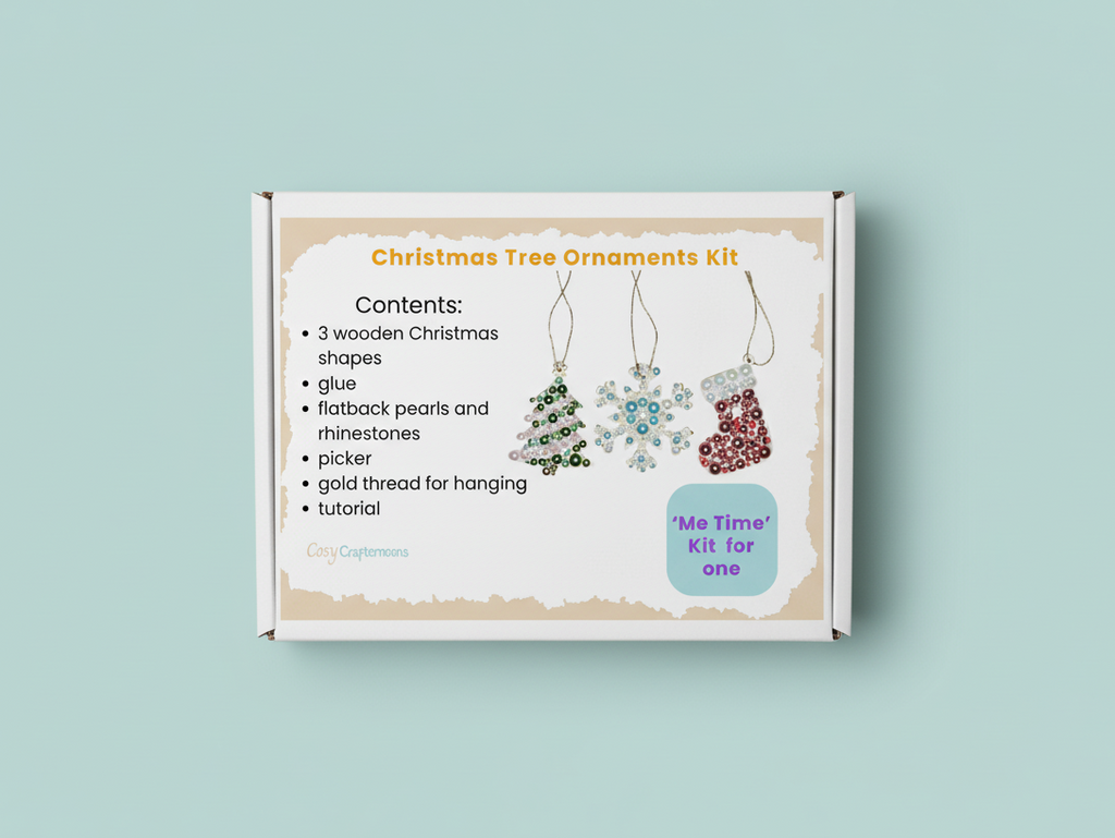 3 Christmas Tree Ornaments Me Time Kit – DIY Christmas Craft Kit for Adults