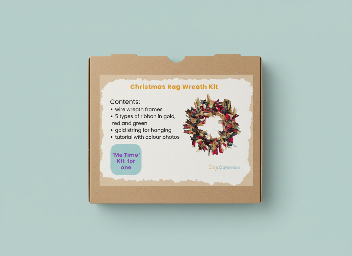 Christmas Rag Wreath'Me Time' Kit | DIY Festive Craft Kit for Adults