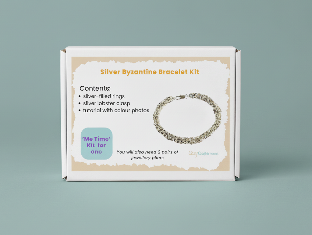 Silver or Bronze Chain Byzantine Bracelet Me Time Kit – DIY Jewellery Making Kit for Adults